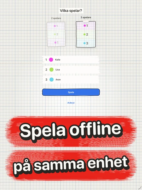 Två eller tre spelare väljs och namnges innan ett spel.