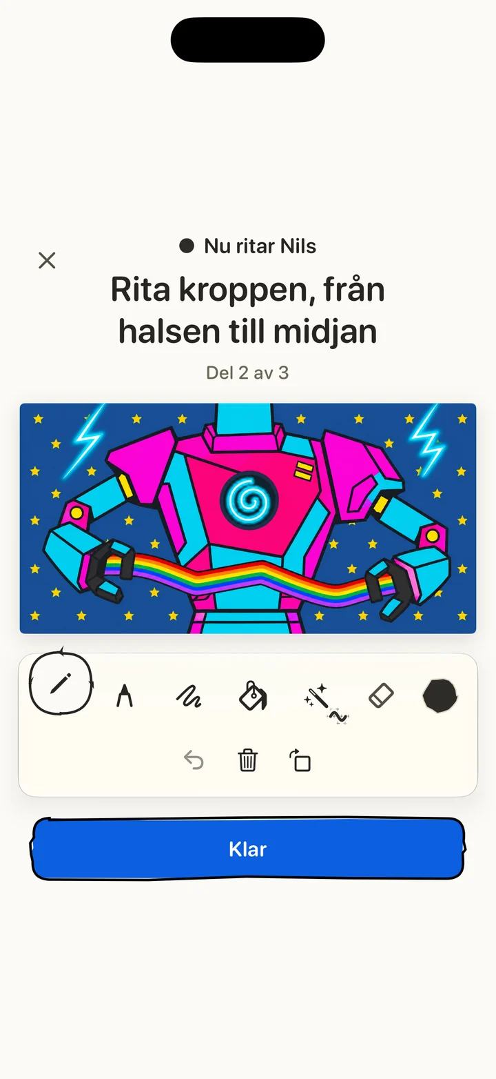 Ritverktyg med färgglada effekter och mönster.